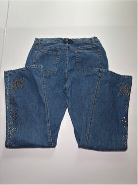 Grand Ol Opry metal studded embellished boot cut jeans sz 10 “Ain’t life grand”